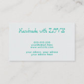 Einfache silberne Garnhaut mit türkisfarbenem, mod Visitenkarte (Rückseite)