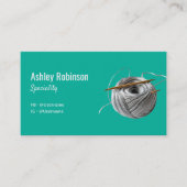 Einfache silberne Garnhaut mit türkisfarbenem, mod Visitenkarte (Vorderseite)