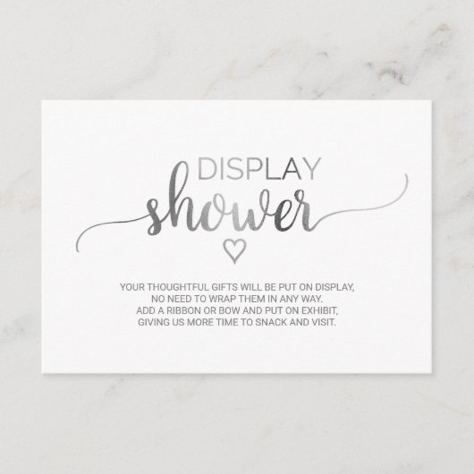 Einfache silberne Kalligrafie-Display-Dusche Begleitkarte (Vorderseite)