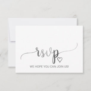 Einfache silberne Kalligrafie Songwunsch RSVP Kart Karte