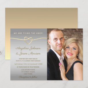 Einfache silberne und goldene Foto-Hochzeit Einladung