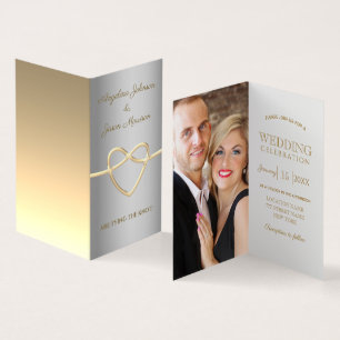 Einfache silberne und goldene Foto-Hochzeitseinlad