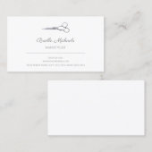 Einfache Silberschere Elegante Script-Haarstylisti Visitenkarte (Vorne/Hinten)