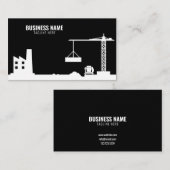 Einfache Silhouette von Schwarz-Weiß-Baustellen Visitenkarte (Vorne/Hinten)