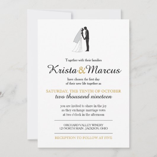 Einfache Silhouetten, die Einladung Wedding sind (Vorderseite)