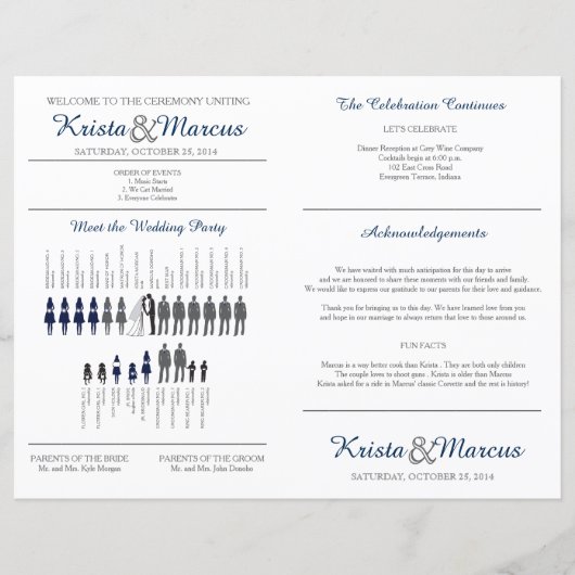 Einfache Silhouetten Hochzeitsfan (Vorderseite)