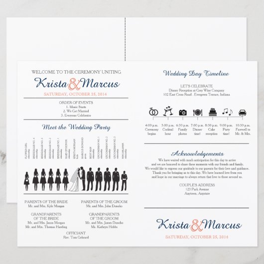 Einfache Silhouetten Hochzeitsfan (Vorne/Hinten)