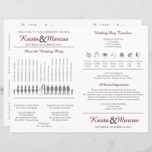 Einfache Silhouetten Hochzeitsfan (Vorne/Hinten)