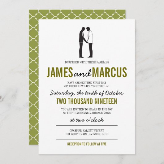 Einfache Silhouetten Hochzeitsfeiern Einladung (Vorne/Hinten)