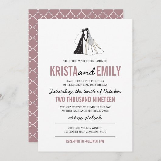 Einfache Silhouetten Hochzeitsfeiern Einladung (Vorne/Hinten)