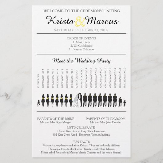 Einfache Silhouetten Hochzeitsprogramm Flyer (Vorderseite)