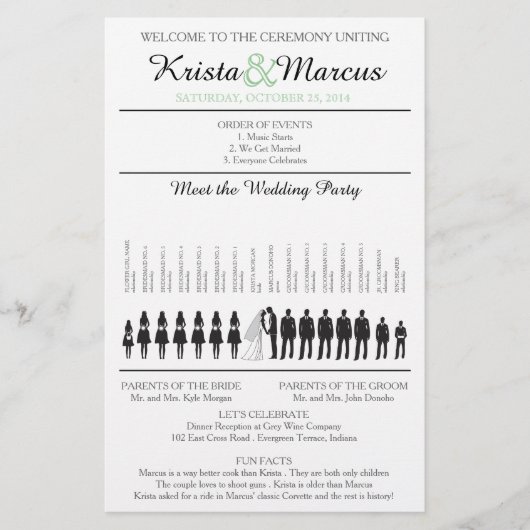 Einfache Silhouetten Hochzeitsprogramm Flyer (Vorderseite)