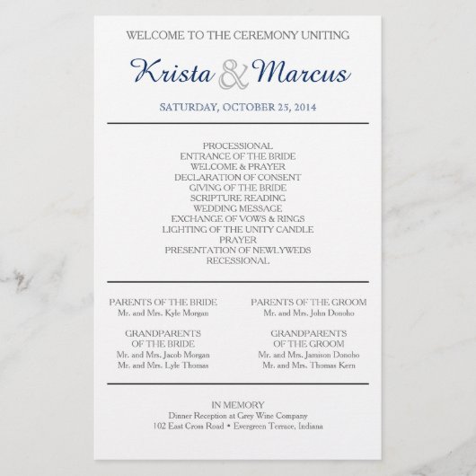 Einfache Silhouetten Hochzeitsprogramm Flyer (Vorderseite)