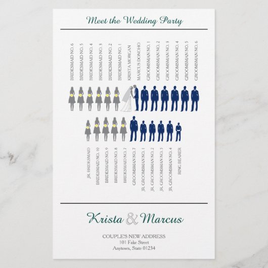 Einfache Silhouetten Hochzeitsprogramm Flyer (Rückseite)