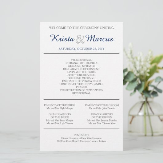 Einfache Silhouetten Hochzeitsprogramm Flyer (Stehend Vorderseite)