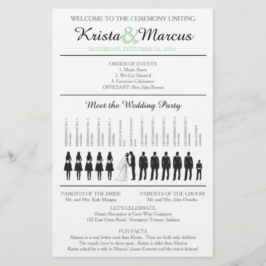 Einfache Silhouetten Hochzeitsprogramm Flyer (Vorderseite)