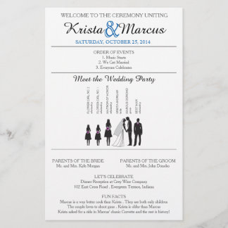 Einfache Silhouetten Hochzeitsprogramm Flyer