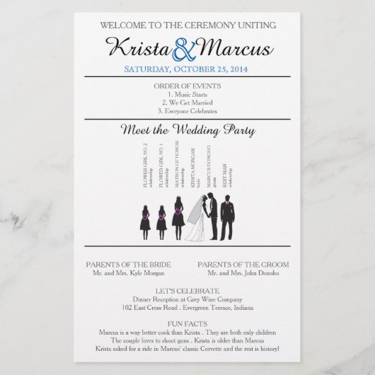Einfache Silhouetten Hochzeitsprogramm Flyer (Vorderseite)