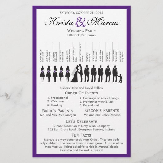 Einfache Silhouetten Hochzeitsprogramm Flyer (Vorderseite)