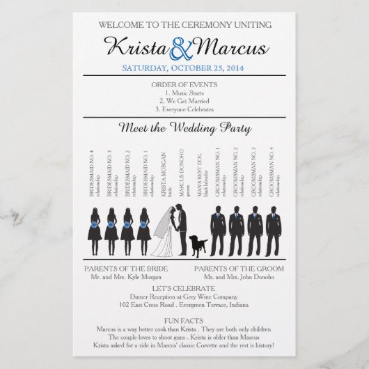 Einfache Silhouetten Hochzeitsprogramm Flyer (Vorderseite)