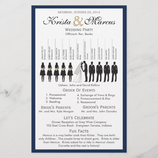 Einfache Silhouetten Hochzeitsprogramm Flyer (Vorderseite)