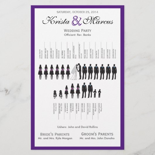 Einfache Silhouetten Hochzeitsprogramm Flyer (Vorderseite)
