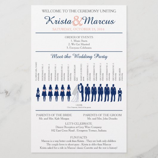 Einfache Silhouetten Hochzeitsprogramm Flyer (Vorderseite)