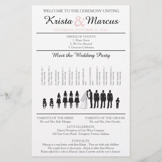 Einfache Silhouetten Hochzeitsprogramm Flyer (Vorderseite)