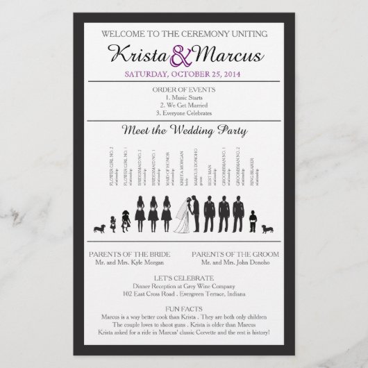 Einfache Silhouetten Hochzeitsprogramm Flyer (Vorderseite)