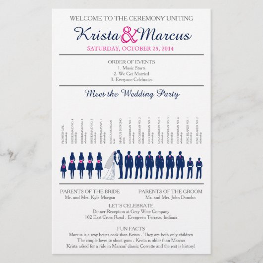 Einfache Silhouetten Hochzeitsprogramm Flyer (Vorderseite)