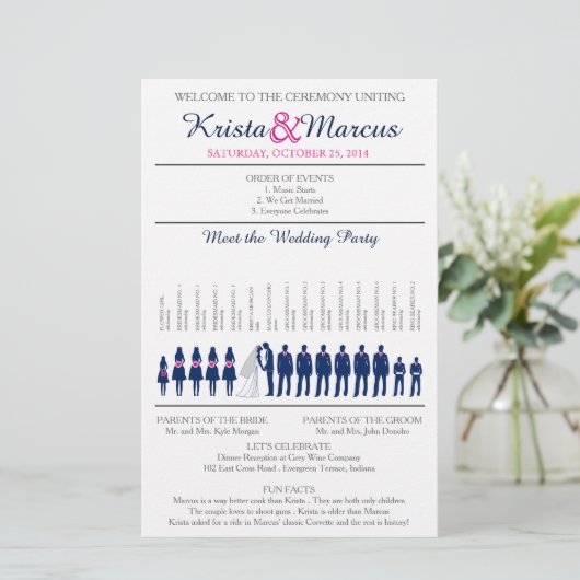 Einfache Silhouetten Hochzeitsprogramm Flyer (Stehend Vorderseite)