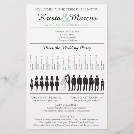 Einfache Silhouetten Hochzeitsprogramm Flyer (Vorderseite)