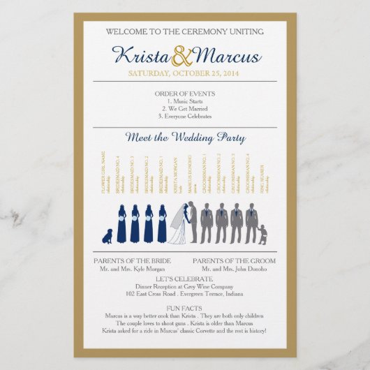 Einfache Silhouetten Hochzeitsprogramm Flyer (Vorderseite)