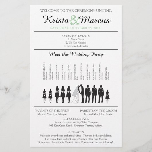 Einfache Silhouetten Hochzeitsprogramm Flyer (Vorderseite)