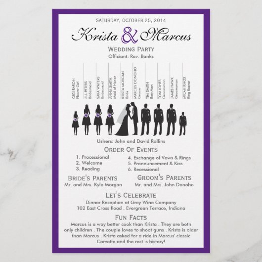 Einfache Silhouetten Hochzeitsprogramm Flyer (Vorderseite)