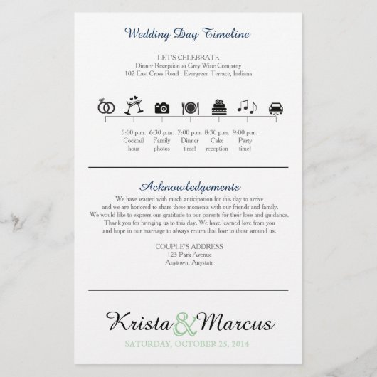 Einfache Silhouetten Hochzeitsprogramm Flyer-2B (Rückseite)