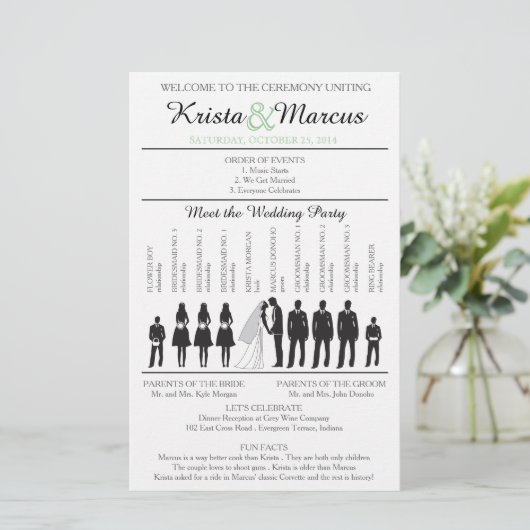 Einfache Silhouetten Hochzeitsprogramm Flyer-2B (Stehend Vorderseite)