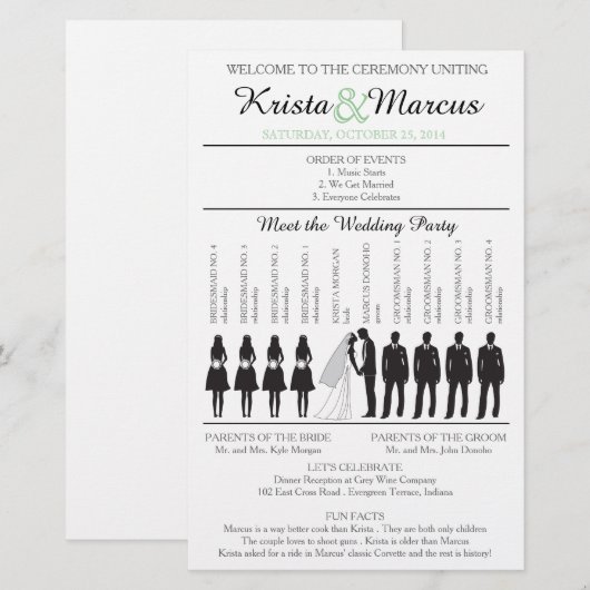 Einfache Silhouetten Hochzeitsprogramm Flyer-2B (Vorne/Hinten)