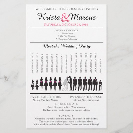 Einfache Silhouetten Hochzeitsprogramm Flyer-3 (Vorderseite)