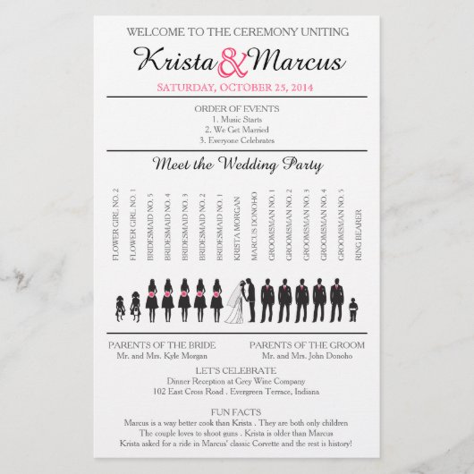 Einfache Silhouetten Hochzeitsprogramm Flyer-3 (Vorderseite)