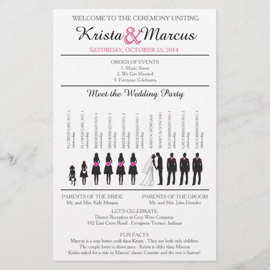 Einfache Silhouetten Hochzeitsprogramm Flyer-3 (Vorderseite)