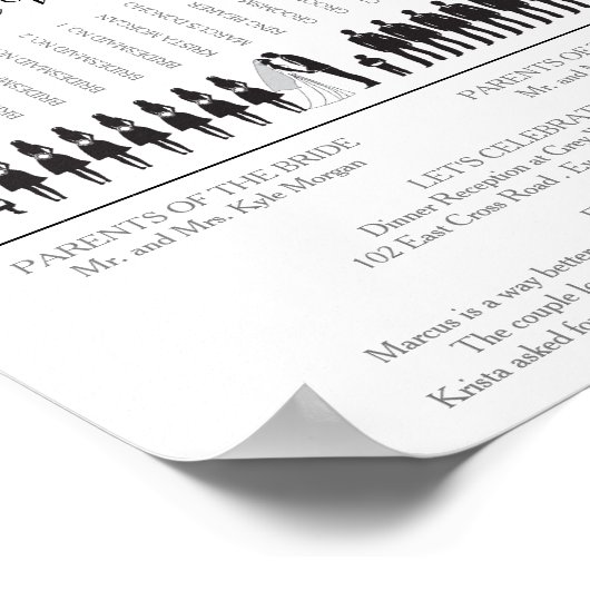 Einfache Silhouetten Hochzeitsprogramm Poster (Ecke)