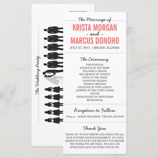 Einfache Silhouetten Hochzeitsprogramm Rack Card 5 Programm (Vorne/Hinten)