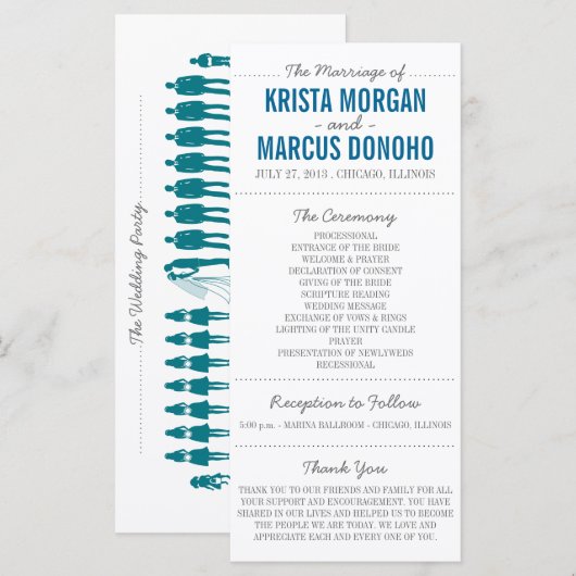 Einfache Silhouetten Hochzeitsprogramm Rack Card A Programm (Vorne/Hinten)