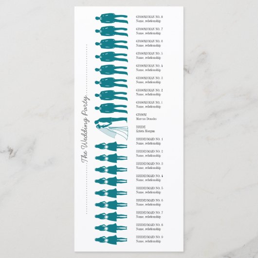 Einfache Silhouetten Hochzeitsprogramm Rack Card A Programm (Rückseite)