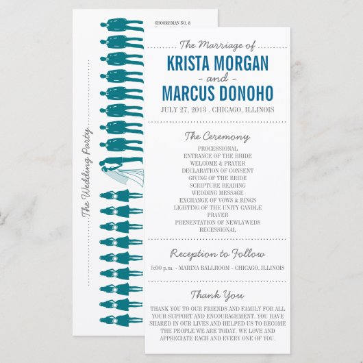 Einfache Silhouetten Hochzeitsprogramm Rack Card A Programm (Vorne/Hinten)