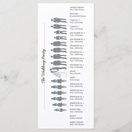 Einfache Silhouetten Hochzeitsprogramm Rackkarte-2 Programm (Rückseite)
