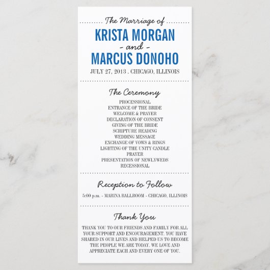 Einfache Silhouetten Hochzeitsprogramm Rackkarte-2 Programm (Vorderseite)