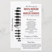 Einfache Silhouetten Hochzeitsprogramm Rackkarte-2 Programm (Vorne/Hinten)