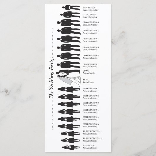 Einfache Silhouetten Hochzeitsprogrammkarte 3 Programm (Rückseite)